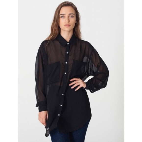 American Apparel Tops - Chiffon Oversized Button Up Blouse